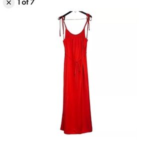 (NWT) Antonio Melani Rayon Viscose Linen Blend Tie Shoulder Maxi Dress